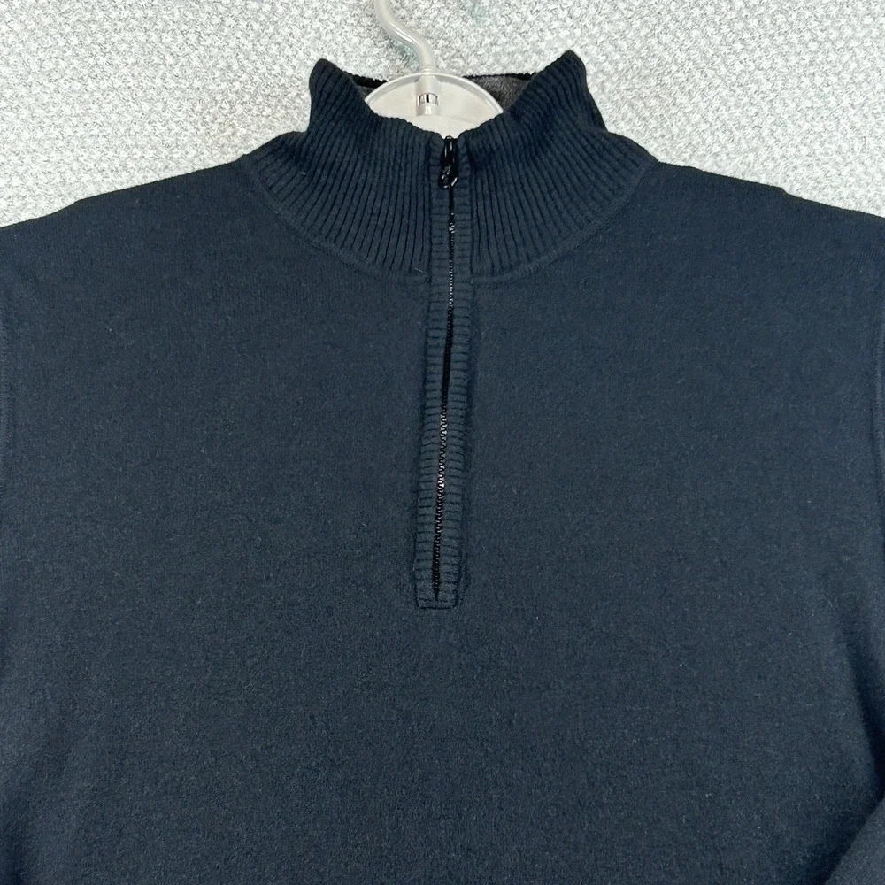 The North Face Sweater Mens Medium Black‎ Wool Blend Pullover 1/4 Zip Hike Camp
